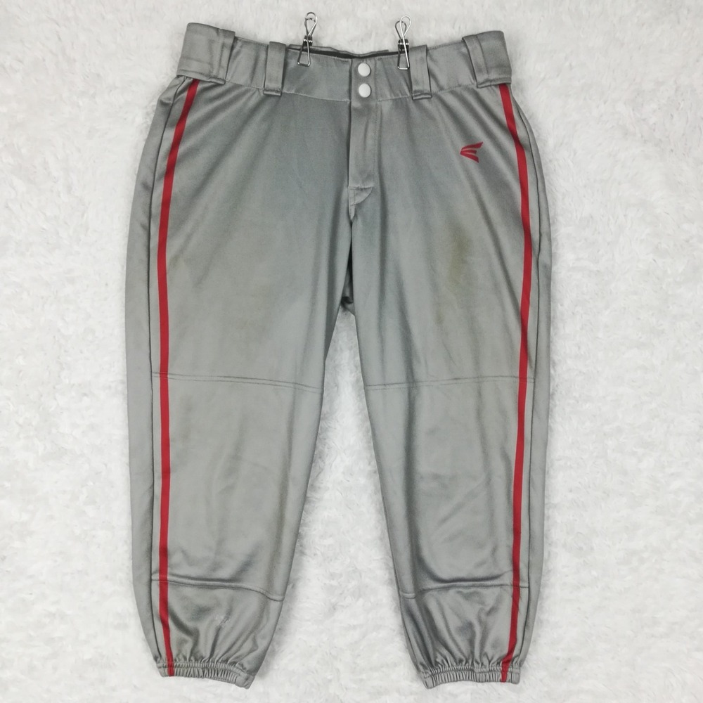 Easton Womens Pants Softball Baseball Gray Red Side Piping Pull On Sportswear L